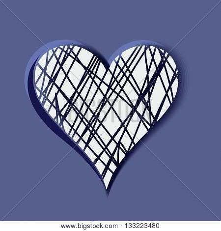 Hand-drawn heart isolated on blue background, vector element for your design