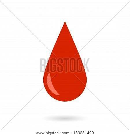 Vector Red Blood Drop isolated on white background.
