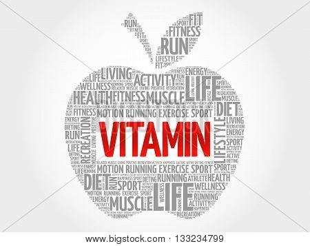 VITAMIN apple word cloud health concept, presentation background