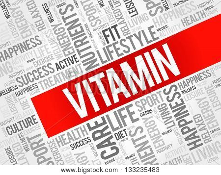 VITAMIN word cloud background health concept, presentation background