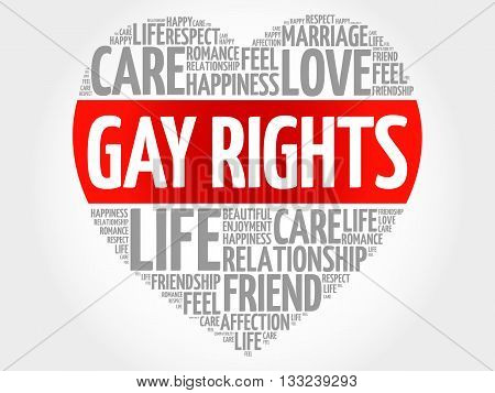 Gay rights concept heart word cloud, presentation background