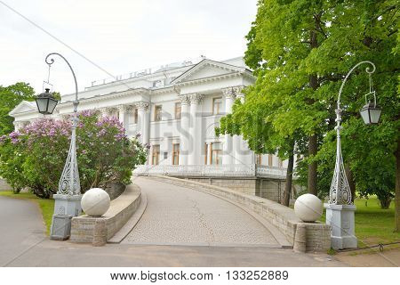 Yelagin Palace in St. Petersburg at cloud day Russia.