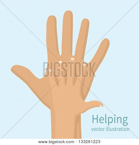 Helping hand vector illustration flat design. Caring hand. Symbol caring care help.
