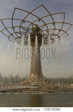MILAN, ITALY - JUNE 29 2015: Day view of Expo Tree of Life in the external area of Italian Pavilion