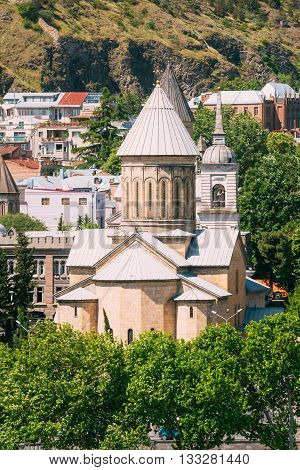 Tbilisi Sioni Cathedral, Georgia. Cathedral of Saint Mary of Zion. The Tbilisi Sioni Cathedral is situated in historic Sionis Kucha - Sioni Street in downtown Tbilisi