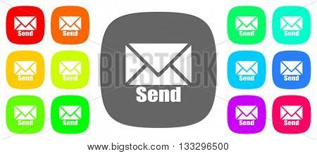 send vector icons, flat design colorful internet buttons set, web and mobile app illustration