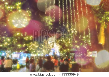 Abstract Blurred and soft photo of night festival and bokeh of lights background