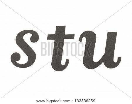 cut out letters stu isolated on a white background