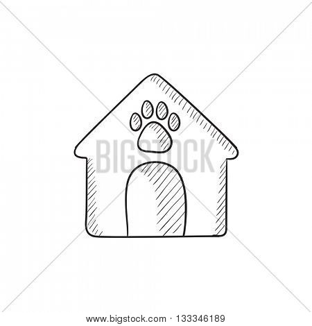 Doghouse vector sketch icon isolated on background. Hand drawn Doghouse icon. Doghouse sketch icon for infographic, website or app.