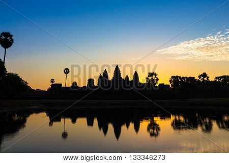 Sunrise at Angor wat in Combodia, which is a world heritage