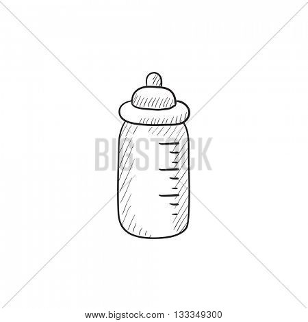 Feeding bottle vector sketch icon isolated on background. Hand drawn Feeding bottle icon. Feeding bottle sketch icon for infographic, website or app.