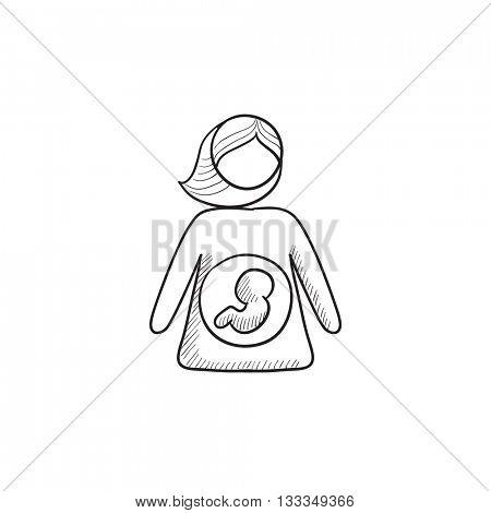 Baby fetus in mother womb vector sketch icon isolated on background. Hand drawn Baby fetus in mother womb icon. Baby fetus in mother womb sketch icon for infographic, website or app.