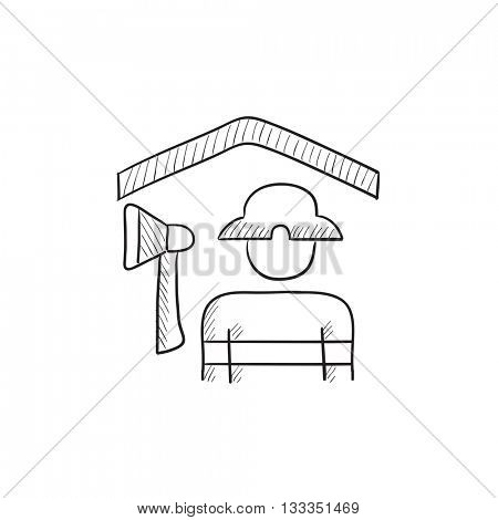 Fireman vector sketch icon isolated on background. Hand drawn Fireman icon. Fireman sketch icon for infographic, website or app.