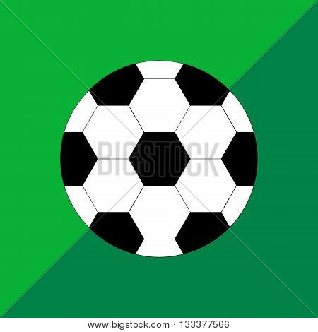 Soccer ball. Icon on a green background. Image style flat