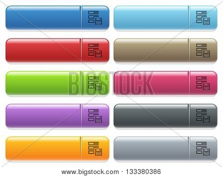 Set of backup glossy color menu buttons with engraved icons