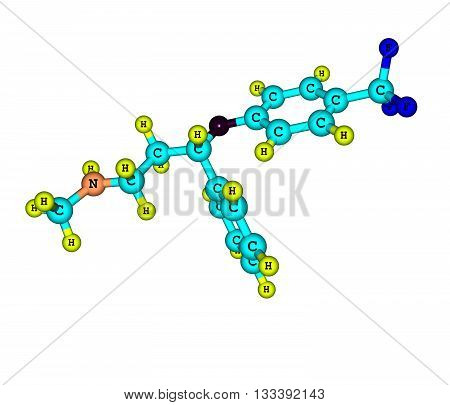 Fluoxetine is an antidepressant of the selective serotonin reuptake inhibitor - SSRI - class. 3d illustration
