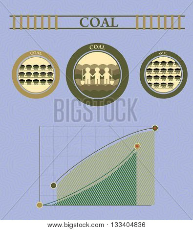 vintage infographics coal industry and coal mining