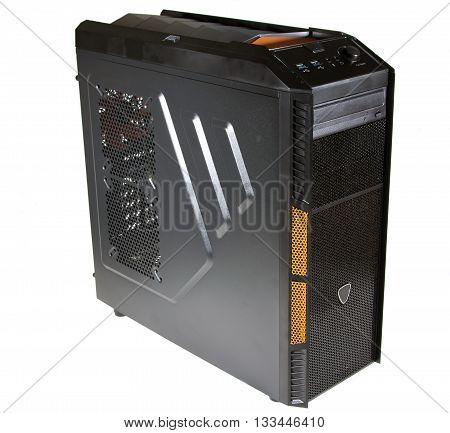 The case of a personal computer on a white background
