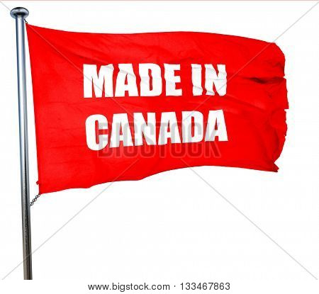 Made in canada, 3D rendering, a red waving flag