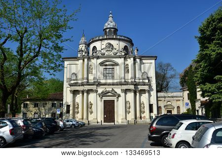 VICENZA, ITALY - APRIL 12: Santa Maria in Araceli late-baroque style church in Vicenza designed by architect Guarini in the 17th century APRIL 12, 2016 in Vicenza, Italy