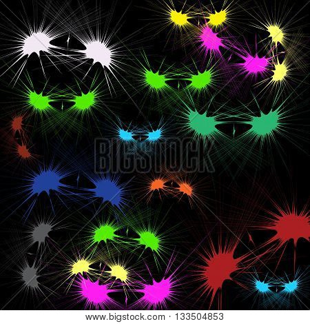 Multi-colored blots on a black background abstraction