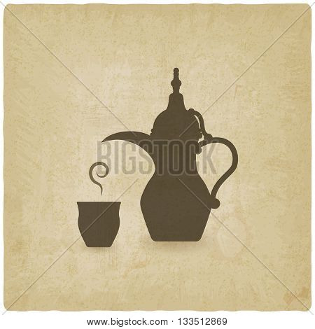 Arabic coffee pot old background. vector illustration - eps 10