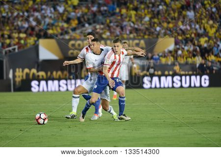 Soccer Players Fighting For The Ball During Copa America Centenario