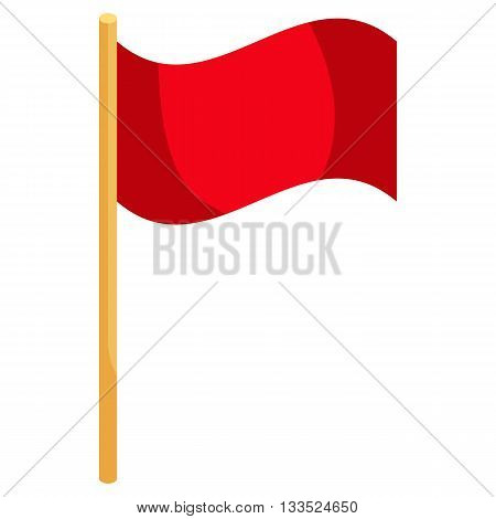 Red soccer corner flag icon in cartoon style on a white background