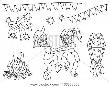 Festa Junina vector design elements isolated on a white background. Latin American holiday. June party of Brazil.