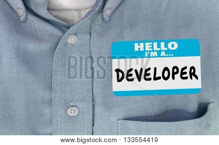 Developer Name Tag Sticker Shirt Word Builder Real Estate