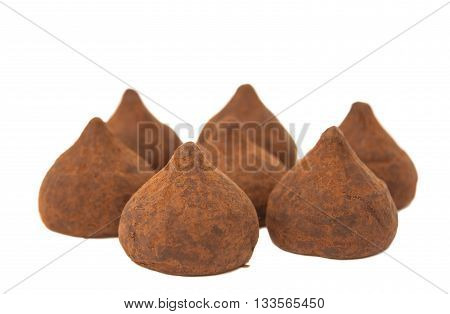 dessert Chocolate truffles isolated on white background