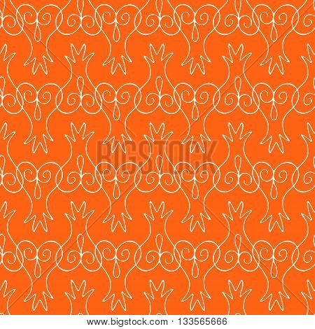 Tatar floral pattern. Stylized flower pattern. Monochrome vector illustration.