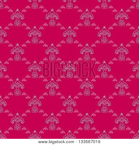 Tatar red floral pattern. Stylized flower pattern. Monochrome vector illustration.