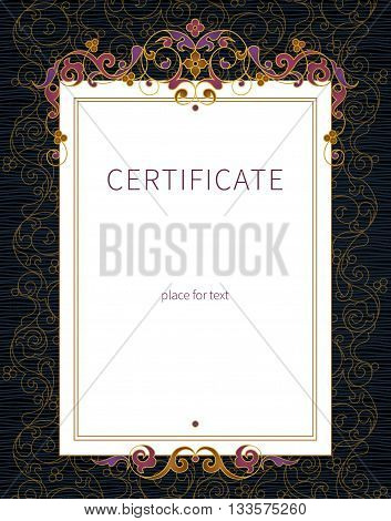 Certificate Template In Eastern Style.