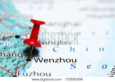 Wenzhou pinned on a map of China