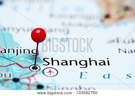 Shanghai pinned on a map of China