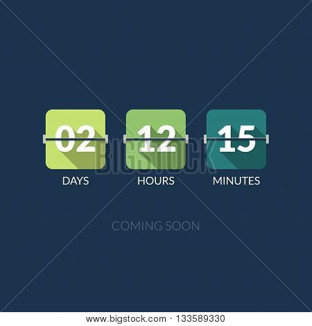 Flip Countdown timer vector clock counter. Flat style.