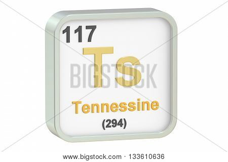 Tennessine chemical element isolated on white background 3D rendering