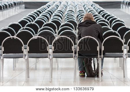 First Visitor Sitting And Waiting For  Streaming