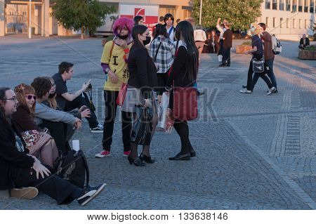 Group Of Visitors, Young Girls With Black Face Mask