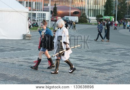 Visitors Walking And Drinking Yours Drink