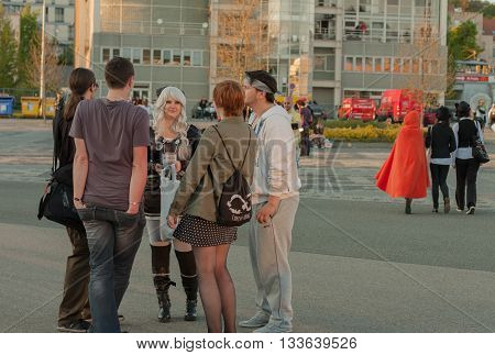 Visitors Talking  At Animefest, Anime Convention