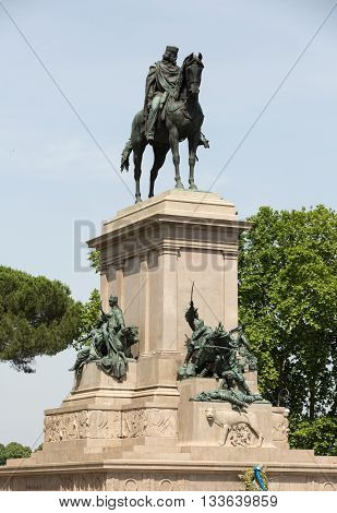 Garibaldi Monument On Janiculum Hill In Rome Italy
