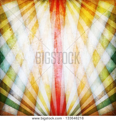 Vintage background with multicolored crossed rays. Illustration.