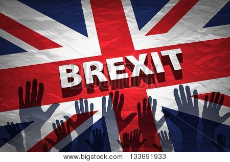 Two Persons Holding Hands Patterned With The Flag Of The United Kingdom And The Flag Of The European