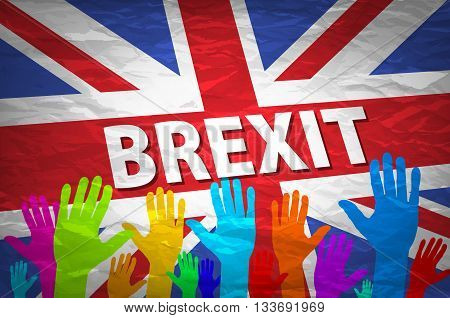 Two Persons Holding Hands Patterned With The Flag Of The United Kingdom And The Flag Of The European