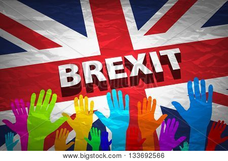 Two Persons Holding Hands Patterned With The Flag Of The United Kingdom And The Flag Of The European