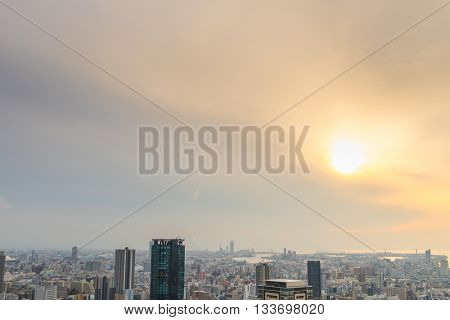 OSAKA, JAPAN - November  30, 2015 : Osaka city view from Umeda sky building, Osaka. View from the top.