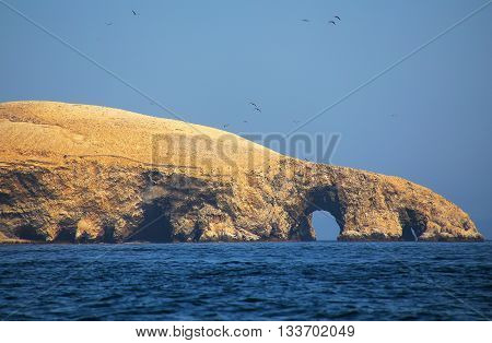 Rock Formations In Ballestas Islands Reserve In Peru