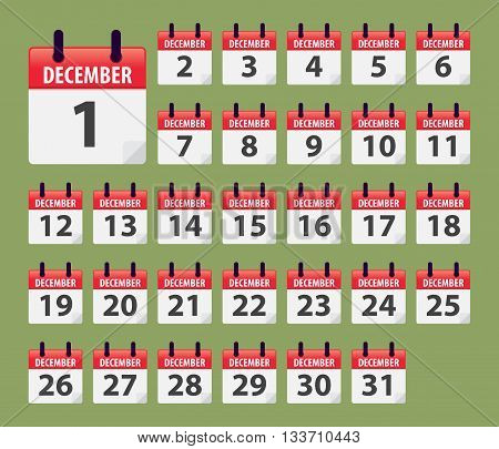Vector stock of December Daily Calendar template icon collections